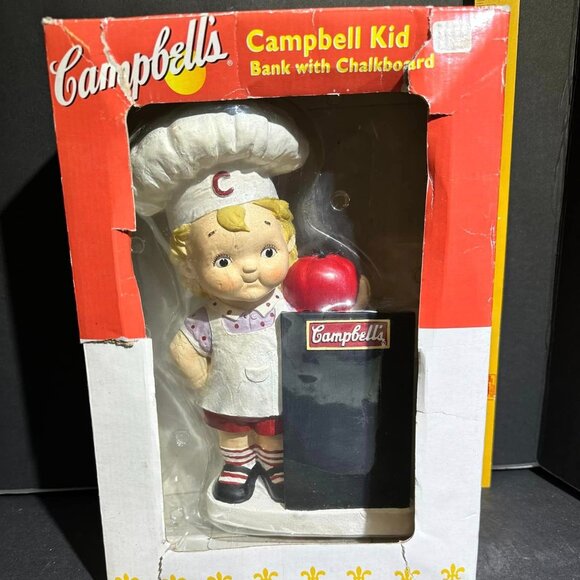 Vintage 2004 Campbell's Soup Kid Bank w/ Chalkboard & Box - Picture 1 of 4